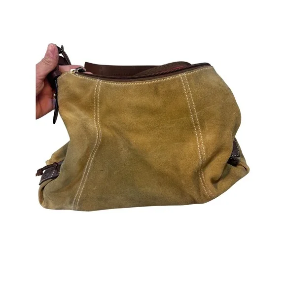 Dooney & Bourke Small East West Slouch‎ Suede Shoulder Bag Camel Brown - Picture 5 of 14